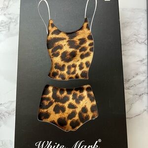 White Mark Leopard Print Intimates Set